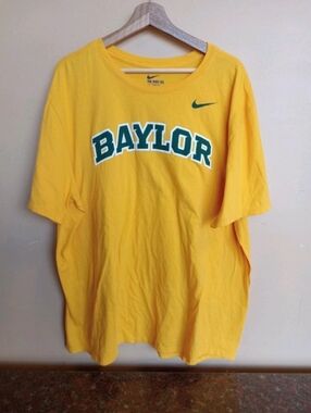 Nike Baylor Yellow T-Shirt with Blue Logo Print